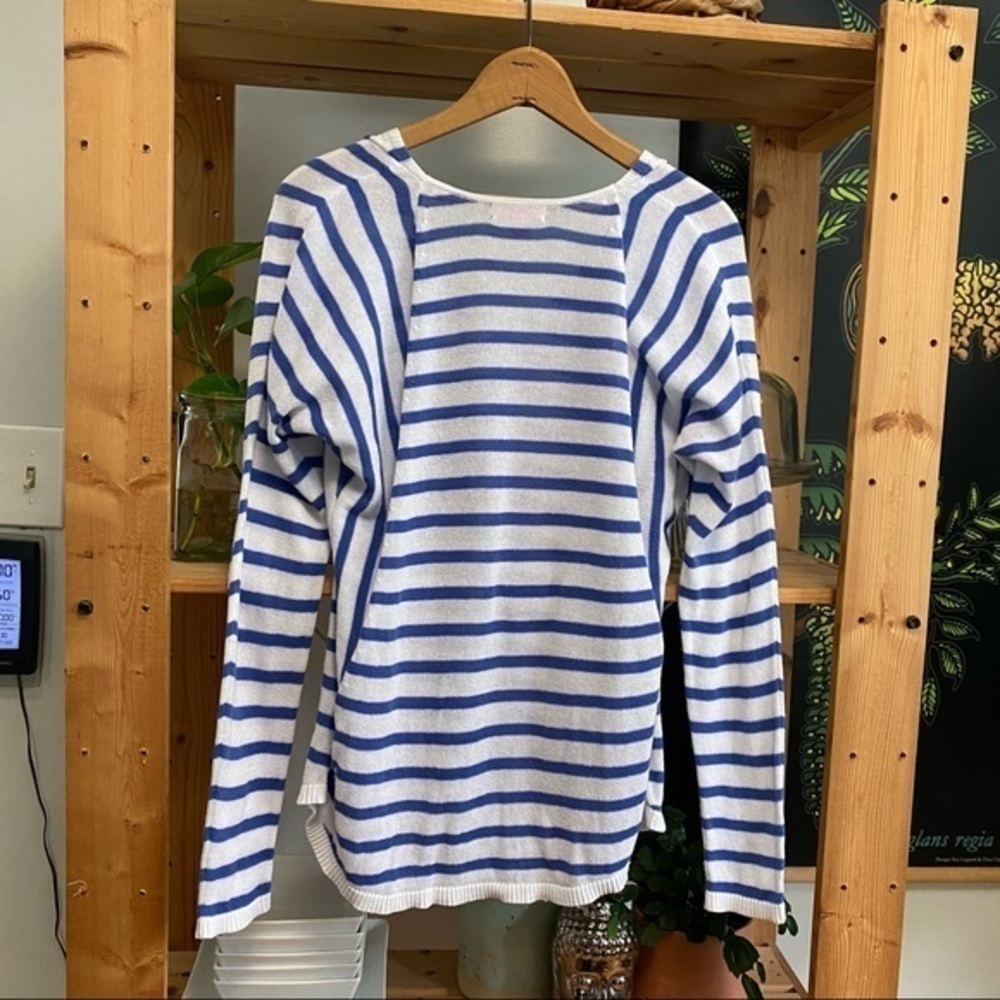 Lilly Pulitzer Blue White Striped Stasia Dolman Sleeve Knit Sweater Small - Picture 3 of 15